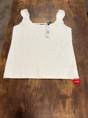 Elie Tahari Cream V-Neck Tank with Wide Straps size- M